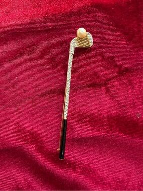 Vintage Carolee Clear Pave' Crystal Golf Club Brooch